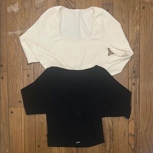 White and Black Long Sleeve Tops
